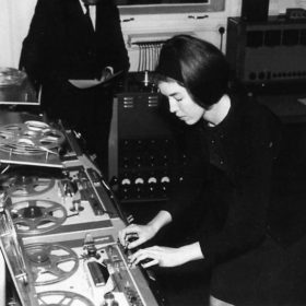 Photo of Delia Derbyshire at work, Radio Clash 60: eL3Ctr0n1c: 02 mashup music eclectic podcast cover