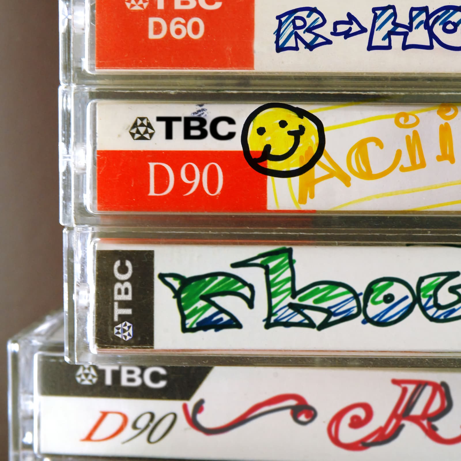 R House cover hip house mix cover is TDK cassettes in a stack