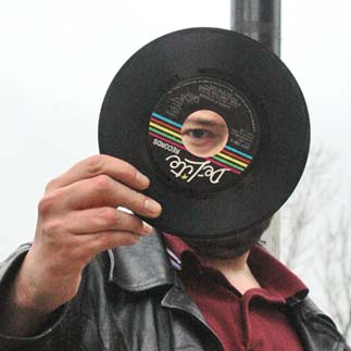 Kirk with vinyl single, Radio Clash 101: Traffic Island Discs pt 2 (Saturday Morning Sweatshop) mashup eclectic music podcast anniversary