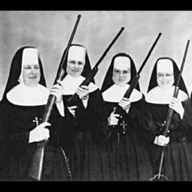 Radio Clash 117: Ungodly Ammunition cover shows Nuns with Guns, what else? eclectic mashup music podcast 