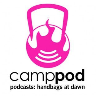 Radio Clash 130: CampPod (aka Chop it Up And Start Again) PodCamp DJ mix themed eclectic mashup music podcast podcasting conference cover shows parody of logo with a pink handbag