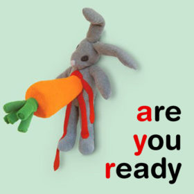 RC 164: Are you ready? (Oddz and Sods 9) eclectic music mashup podcast cover shows woolen rabbit stabbed by a giant carrot