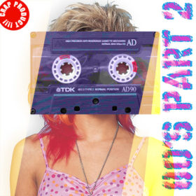 RC 168: Rewind to the 80’s Part 2 1980's music mashup eclectic podcast cover shows a woman with a cassette for a head