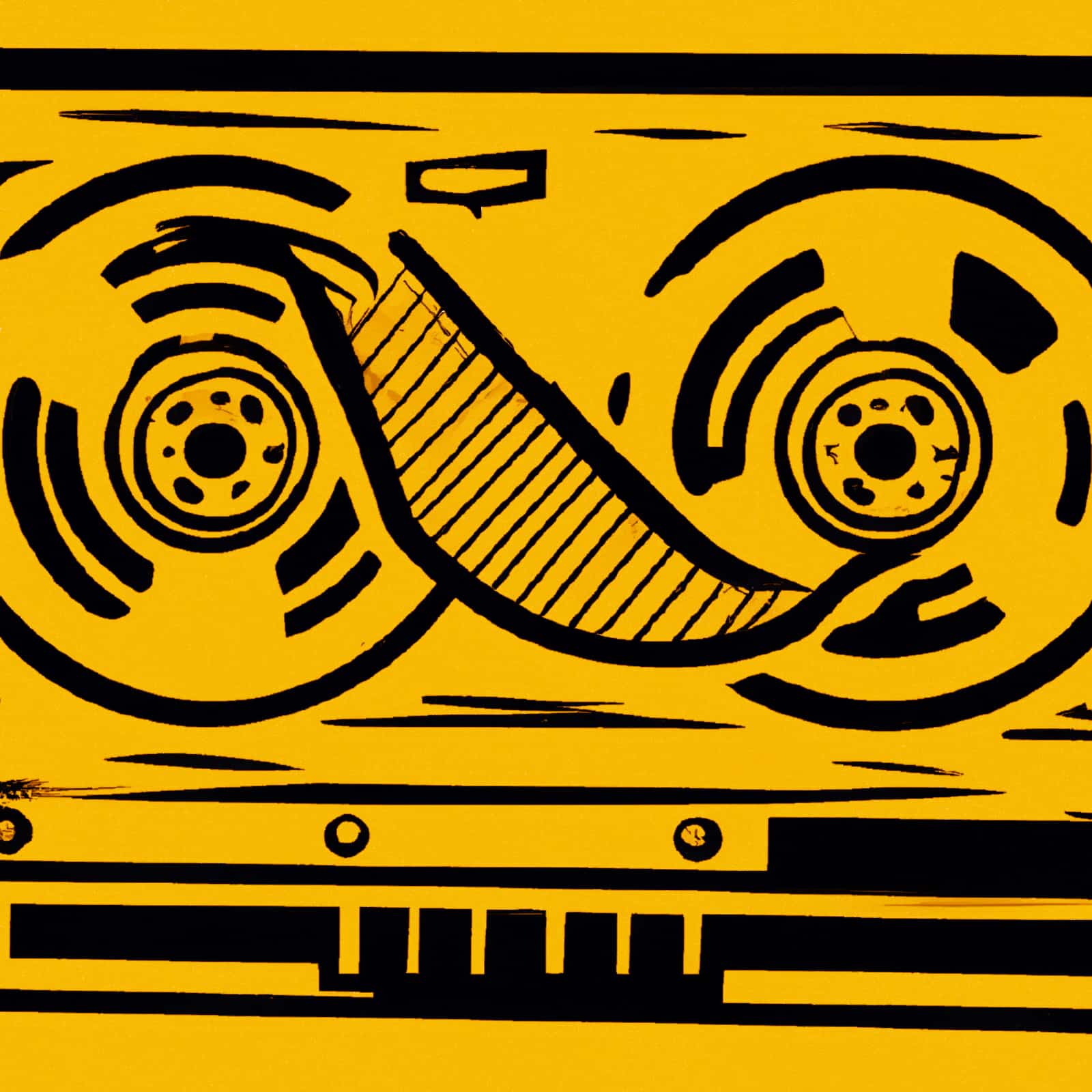 Greg Wilson mix - woodcut of a 2-track tape machine by AI