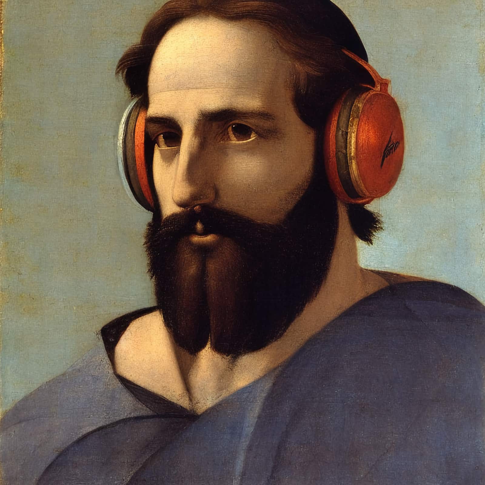 Raphael's Man With Headphones - not really. AI!
