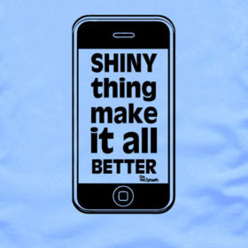 RC 188: iFad (The Schizophrenic Shade of Summer) eclectic music mashup podcast cover shows iPhone with Shiny Thing Make It All Better on the screen