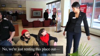 Occupiers set up living room in Bank of America lobby