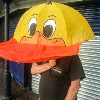 RC 256: I Have No Name For This (Fix It In The Edit) - John, Hackney 2013 holding a yellow duck umbrella mashup music eclectic podcast cover