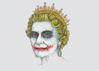 Royal Babylon – Criminal Record of the British Monarchy - Queen Elizabeth II as the Joker from Batman