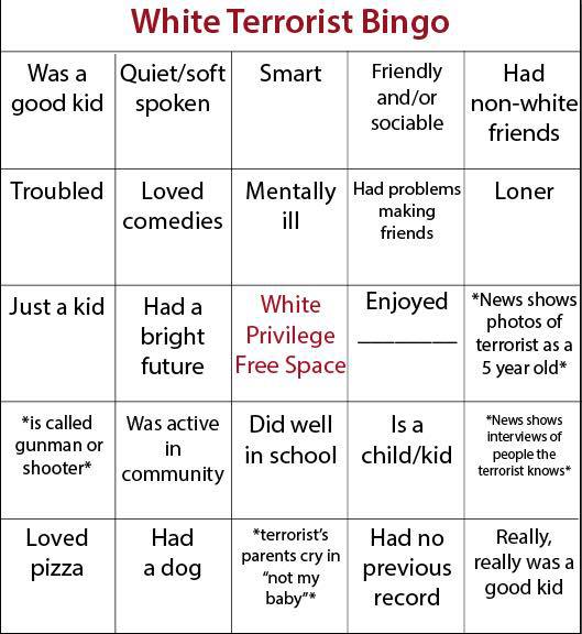 White Terrorist Bingo