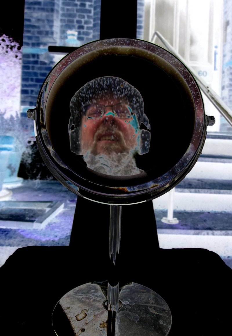 RC 300: Mirror Universe - the good twin of 301, alternate photo of myself in a mirror with a reversed background. Celebration podcast of eclectic mix of music and mashups of reaching 300