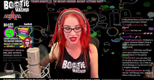 Adriana A at the Crumplbanger vs The Mashup Kingdom discord mashup listening party on Twitch